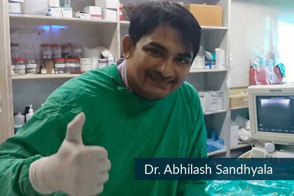 Dr. Abhilash Sandhyala in the cath lab